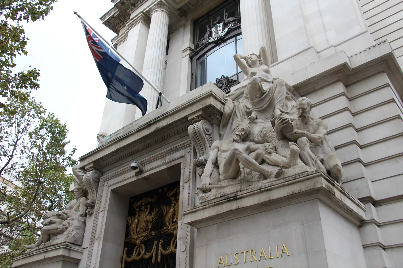 The stone facade of Australia House on the Strand in London