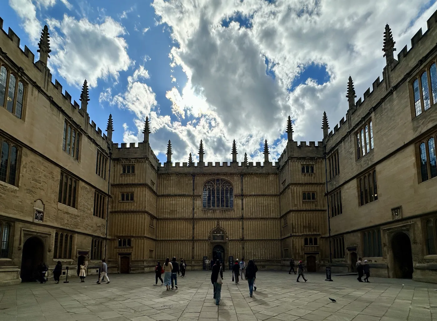 The stone courtyard of the Old Schools Quadrangle at the Bodleian Library