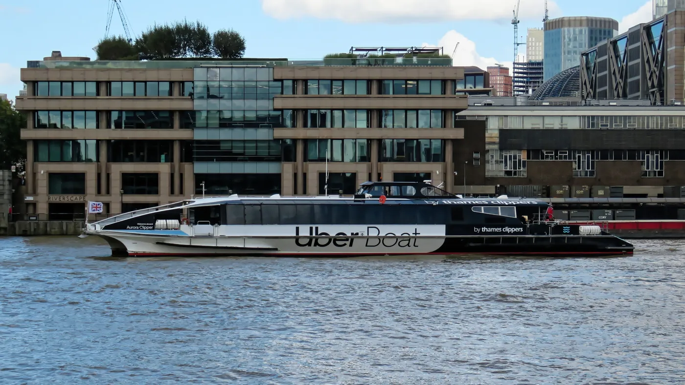 A Thames Clippers river bus catamaran on the River Thames